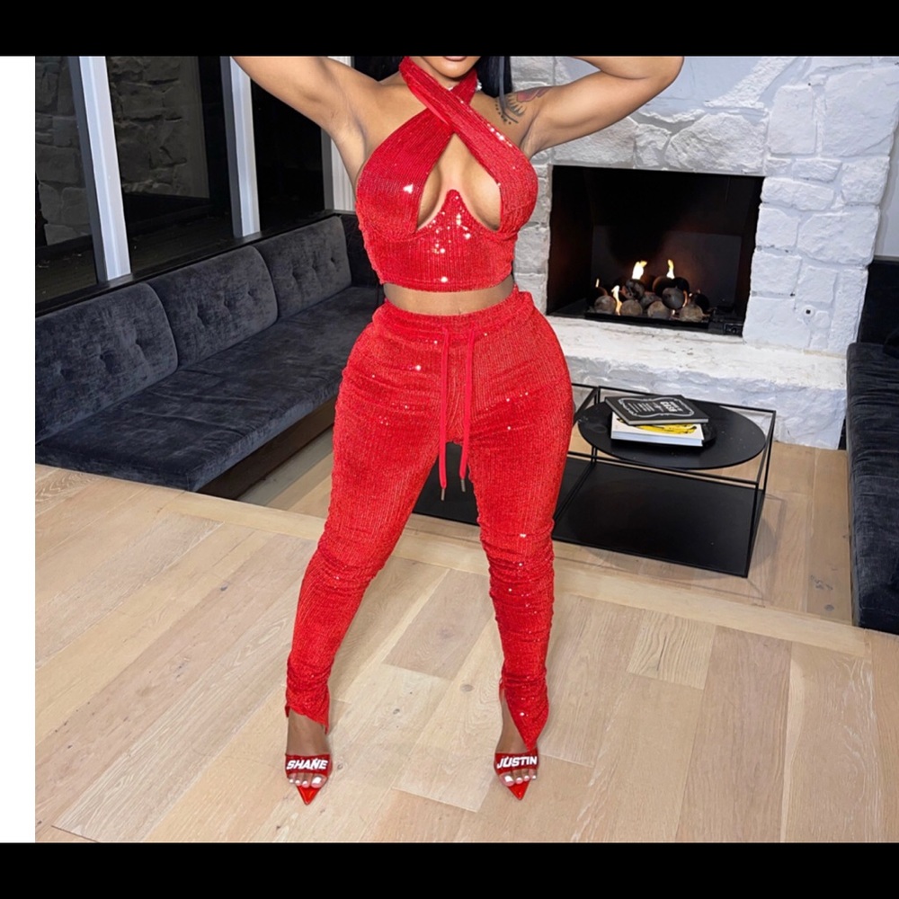 Shane Justin 2 piece sequin set size large